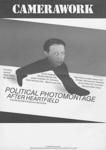 Camerwork exhibition poster showing a man's head photomontaged onto a pair of legs.