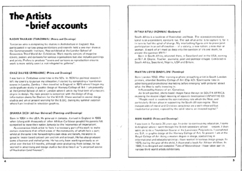 black and white photo showing festival artist profiles