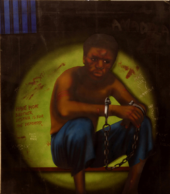 apartheid era political detainee chained in jail
