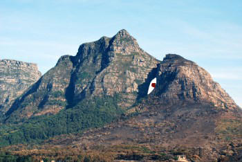This image od Devil's Peak has an added illustrated eye to help the viewer "see" the devil face.