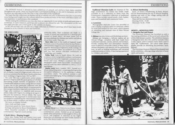 Black and white photo showing the African Expo artists profiles including Martin Lovis.